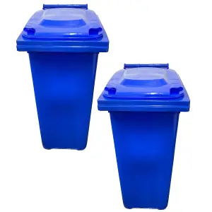 140L Blue Coloured Wheelie Bin Compact Sized Ideal For Small Gardens Complete With Rubber Wheels & Lid