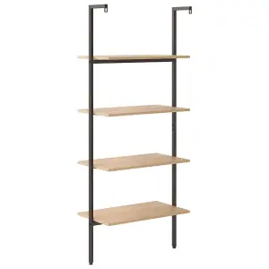 Berkfield 4-Tier Leaning Shelf Light Brown and Black 64x35x152.5 cm