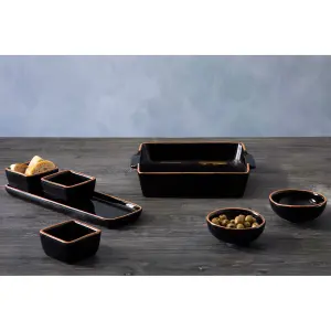 Interiors by Premier Calisto Black Glazed Dishes On Tray