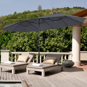 Costway 4.5m Double-Sided Parasol W/ Base and Crank Outdoor Twin Large Patio Umbrella