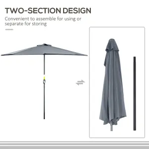 Outsunny 2.7m Metal Frame Garden Furniture Parasol Half Round Umbrella