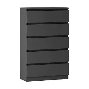 SunDaze Chest of Drawers Storage Bedroom Furniture Cabinet 5 Drawer Dark Grey 70x40x112cm