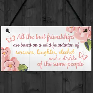 Red Ocean Friendship Sign Best Friend Hanging Plaque Thank You Gift Chic Floral BFF Signs Special Present