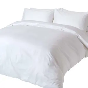 Homescapes White Organic Cotton Duvet Cover Set 400 Thread count, Super King