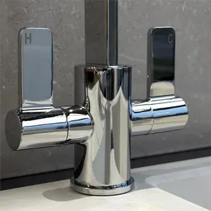 Liquida EB402CH Flat Style Modern Dual Lever Chrome Kitchen Mixer Tap