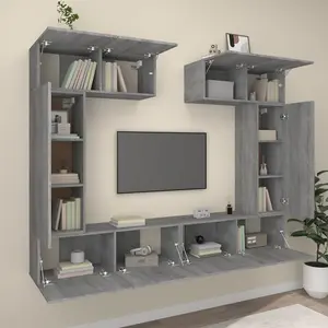 Berkfield 6 Piece TV Cabinet Set Grey Sonoma Engineered Wood