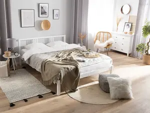 Wooden EU Super King Size Bed White VANNES