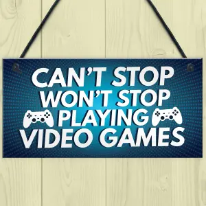 Funny Gamer Gift Hanging Plaque For Boys Bedroom Man Cave Games Room Sign Gift For Him