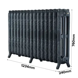 Arroll Montmartre Anthracite 3 Column Radiator, (W)1234mm x (H)760mm