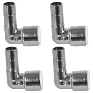 SPARES2GO Radiator Valve Reducing Elbow Stem Compression Chrome 15mm x 15mm Pushfit x 4