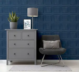 Arthouse Washed Panel Navy Wallpaper