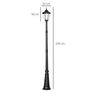 Outsunny 2.4m Garden Lamp Post Light LED Solar Powered Patio Path Lighting Lamp