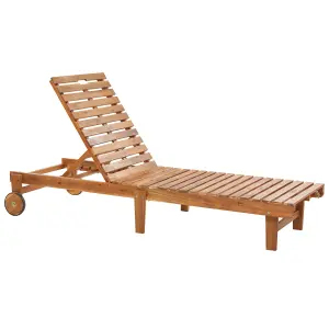 Sun Lounger Wood Light Wood PIETRALUNGA