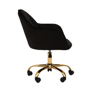 Interiors by Premier Brent Black Velvet And Gold Base Home Office Chair