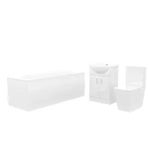 Nes Home 550mm Basin Vanity, Close Coupled Toilet and Round Bath