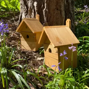 Wooden Multi-Hole Birdhouse Garden Nest Boxes (Set of 2)