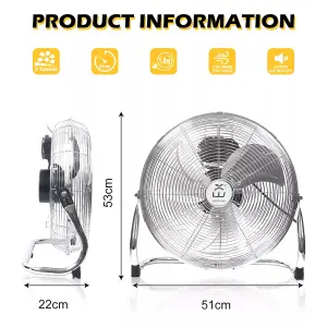 Extrastar 18" Velocity Metal stand Floor Fan, 90W