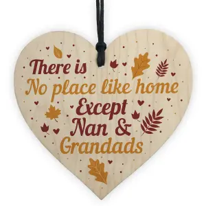 Red Ocean Nan and Grandad Christmas Birthday Gifts Hanging Wooden Heart Sign Xmas Home Keepsake