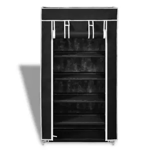 Fabric Shoe Cabinet with Cover 58 x 28 x 106 cm Black