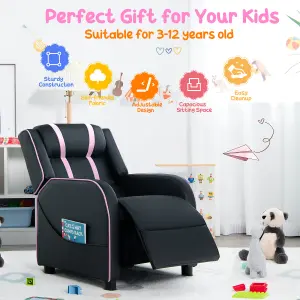 Costway Kids Recliner Chair Toddler Ergonomic PU Leather Sofa Couch Upholstered Armchair