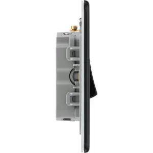 BG Flatplate Screwless 20A Triple Wall Light Switch, Matt Black