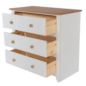 White 3 drawer chest of drawers, Capri furniture range