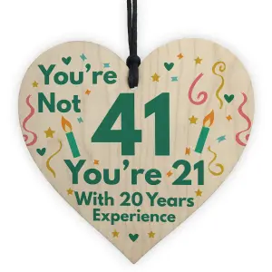 Red Ocean Funny Birthday Gifts For Women Novelty 41st Birthday Gift For Men Wooden Heart Sign Funny Birthday Card