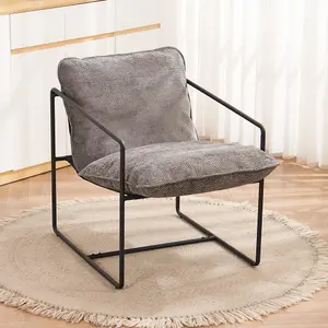 Tivoli Occasional Chair Black Metal Frame with Grey Fabric