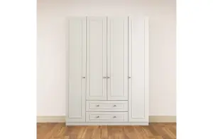 GISELLE 4 Door 2 Drawer White Wardrobe