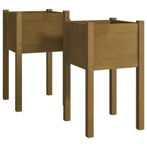 Berkfield Garden Planters 2 pcs Honey Brown 40x40x70 cm Solid Pinewood