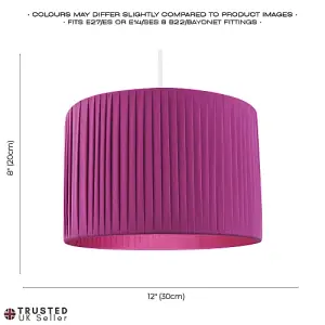 Contemporary Designer Double Pleated Mulberry Cotton Fabric 12 Drum Lamp Shade