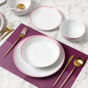 16pc St Ives Stripe Dinner Set - Pink