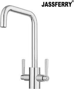 JASSFERRY Kitchen Mixer Tap Cuboid Monobloc Two Lever U-style Swivel Spout