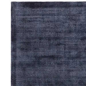 Blue Handmade Luxurious Modern Plain Sparkle Rug For Bedroom & Living Room-160cm X 230cm