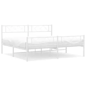 Berkfield Metal Bed Frame with Headboard and Footboard White 193x203 cm