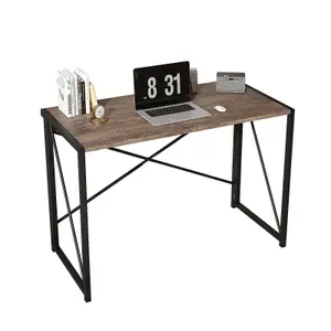 Mcc Direct No Assembly Folding Computer Desk 100cm Brown - Miami