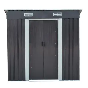 6 x 4 ft Charcoal Black Garden Metal Storage Tool Shed with Lockable Door