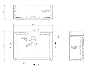 595mm - Fireclay 1 Bowl Butler Kitchen Sink -  Tap Ledge, Mono Mixer Tap, & Waste