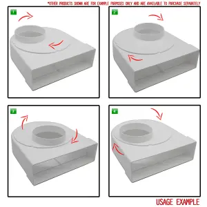 Kair Rotating Elbow Bend Adaptor 204mm x 60mm to 100mm - 4 inch Rectangular to Round 90 Degree Bend Adapter