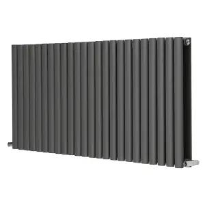 Right Radiators 600x1416mm Horizontal Double Oval Column Designer Radiator Anthracite