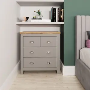 Lisbon Light Grey Bedroom Chest of Drawers 2+2 4 Drawer Storage Cabinet Furniture