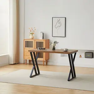 5 Piece Industrial Style Dining Set with Oak Effect Table Top