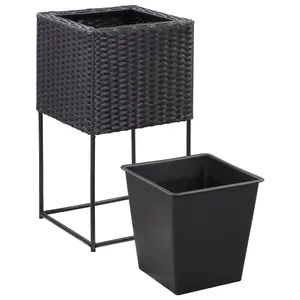 Berkfield Garden Raised Beds 3 pcs Poly Rattan Black