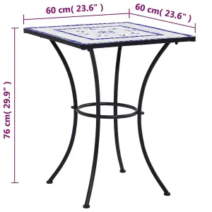 Berkfield Mosaic Bistro Table Blue and White 60 cm Ceramic