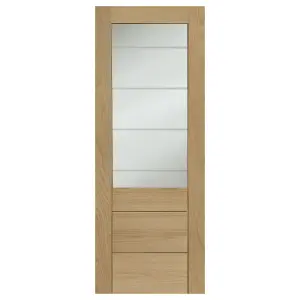 Palermo 2XG Internal Oak Door with Clear Etched Glass  - 1981 x 686 x 35mm (27")