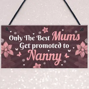 Red Ocean Mum Promoted To Nanny Hanging Plaque Gift For Mum Nanny Mothers Day Gifts Mummy Nanny To Be Gifts