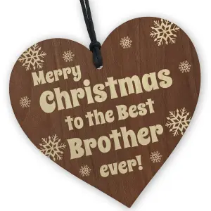 Red Ocean Brother Christmas Wooden Heart Gift From Sister, Hanging Tree Decoration Gift For Brother, Big Brother Gifts,