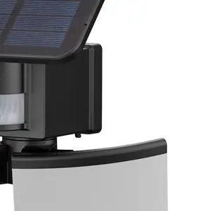 Black Solar-powered Cold white Integrated LED Floodlight 800lm