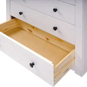 Panama 4 Drawer Chest in White and Natural Wax Finish