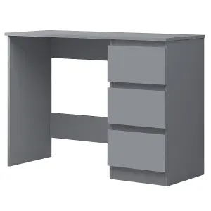 Dark Grey 3 Drawer Dressing Table Home Office Desk Scratch Resistant Bedroom Furniture